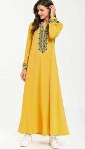 SUNNYME | Yellow Long Sleeve Embroidered Maxi Dress Sz S