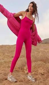 Free People Good Karma Onesie - NWT Hot Pink XS/S Ribbed Knit