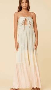 NWT Surf Gypsy Dip Dye Strapless Beachy Jumpsuit Sage Lemon Peach Size Small NEW