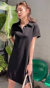 SheIn Black Collard Tshirt Dress