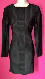 ROMEO & JULIET COUTURE BLACK PINSTRIPE LONG SLEEVE MINI DRESS SIZE S NWT D68