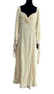 Suzanne Betro Long Sleeve Floral Dress with Slit Women's Size XL