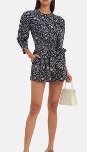 Ulla Johnson Romper size 4 Vika Open Back navy blue pattern shorts NWT