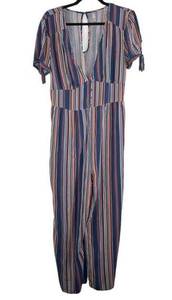 xhilaration Jumpsuit Boho Colorful Stripped Shortsleeved Jumpsuit Large