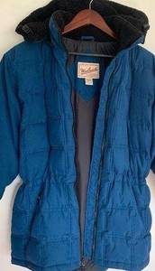 Woolrich Women’s Down Puffer Parka Jacket Hooded Small Color Ice Blue Vintage