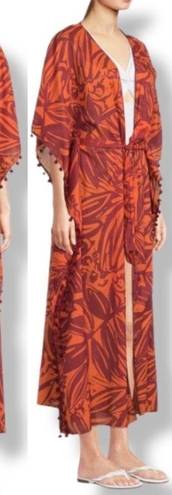 TRUE DESTINATIONS Floral Cover Up Kaftan Robe Maxi Size S Orange