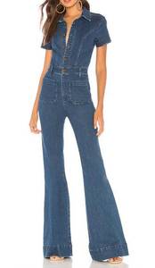 Show Me Your Mumu Everhart Jumpsuit Blue Denim SMALL Western Flare Cowgirl NEW