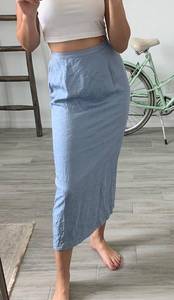 Adrianna Papell Womens A Line Skirt Dusty Blue Midi Lined Zip 100% Silk Career 8