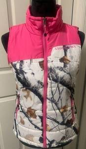 Legendary Whitetails Snow Camo Pink Puffer Vest