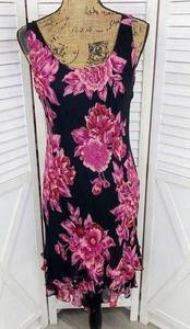 Eva Blue Floral Beaded Chiffon Slip Dress Black Pink 6