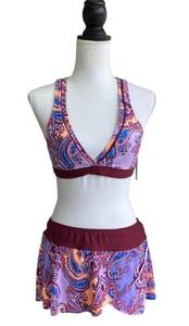 Antonio Melani 3 Piece Swimsuit Set Burgundy Purple S & M NWT Retail $184