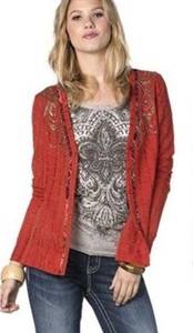 MISS ME Burnt Orange Back Paneled Cardigan SIZE LARGE