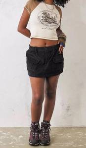 BDG Urban Outfitters  Y2K Corduroy Cargo Mini Skirt Black Small