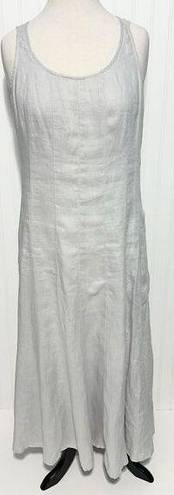 J.Jill  Tank Dress Pleated Sleeveless Scoop Neck Side Zip Linen Gray Medium