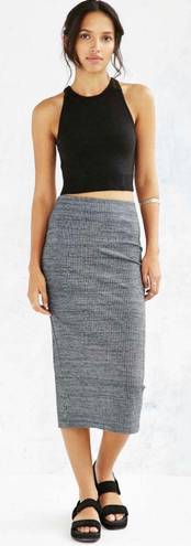 Silence + Noise Uni Ribbed Grey Midi Skirt