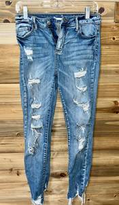 Denim Ripped Straight Leg Jeans