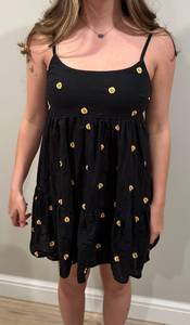 Arizona Black With Yellow Flowers Babydoll Dress