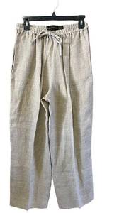 Classiques Entier Cream/Tan 100% Linen Wide Leg Pants Size Small