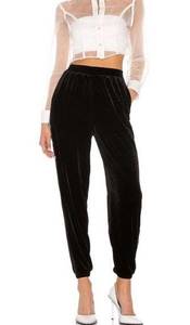 Revolve Superdown Candace Black Velvet Track Pant