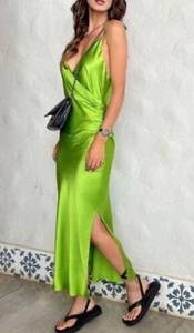 ZARA NWT  neon green camisole drape dress