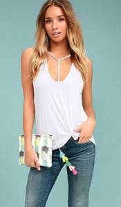 Amelia White Tank Top Size M