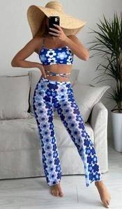 Amazon Blue & White Flowers 3-Piece Bikini Set