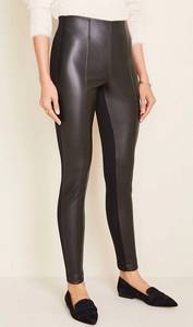 NWT  Faux Leather Seamed Side Zip Leggings Black Size 8