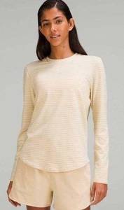 Lululemon  Love Long Sleeve Tee Prosecco White Stripe Athletic Top 8