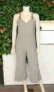 Billabong  Striped Cropped Wide Leg Overalls Size M