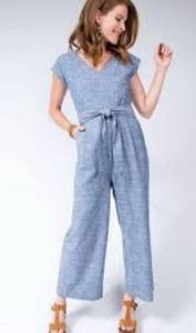 Uncle Frank Dolman Cropped Wide Leg Jumpsuit Waist Sash In Indigo Blue Size S