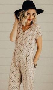 POLAGRAM Nude Polka Black Dots Jumpsuit