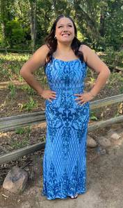 Blue Sequence Prom Dress