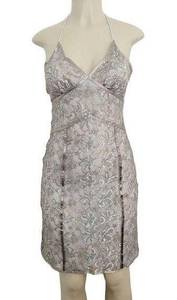 EXPRESS  Womens Size 4 Champagne Lace Sequin Halter Semi-Sheer Slip Dress Y2K