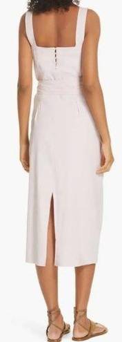 Vince NWT  Wide Strap Belted Linen Blend Midi in Rosa Seco Tank Dress 4 $345