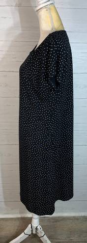 J.Jill  Wearever Collection Size M Sheath Shirt Dress Polka Dot Stretch w/pockets