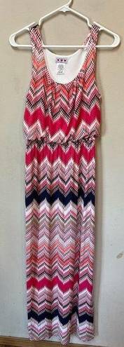 Three Pink Hearts  Trixxie Women’s Pink Striped Boho Maxi Dress Stretch Small