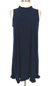 Annalee+Hope Ruffle Trim Jersey Sleeveless Swing Dress Navy Size Medium