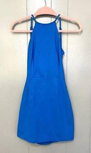 Super Down Blue Backless Sleeveless High Neck Sheath Party Summer Mini Dress S