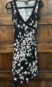 My Michelle Dress Women Small Black Floral Sleeveless Asymmetrical Vintage