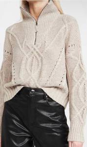 Lyndsay Cable Knit Half Zip Sweater