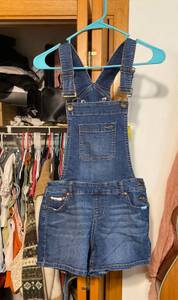 Embroidered Jean Short Overalls