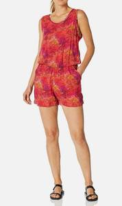 Kavu Landry Sleeveless Romper Size Small Red Coral Flash Tie Dye Pockets NWT