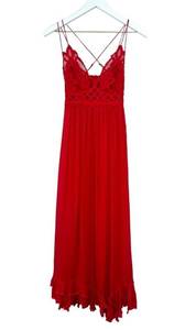 Free People NWT  Red One Adella Maxi Slip Dress Size XS