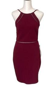 City Studio Womens Bodycon Dress Spaghetti Strap Mesh Stretch Maroon Red Size 3