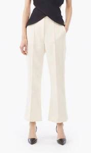 3.1 Phillip Lim Ivory Twill Tailored Side Slit Wide Leg High Rise Ankle Pants 0