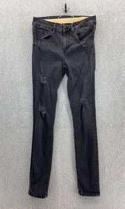 ZARA  Women's Black Denim Jeans Mid Rise Slim Distressed Size 6