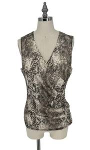 Cable  & Gauge Women’s Top Medium Snakeskin Print Sleeveless Blouse