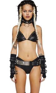 spiked hooded bikini top