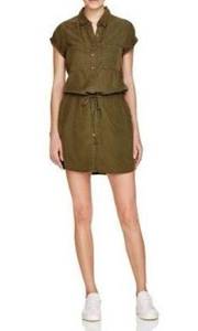 PAIGE Mila Short Sleeve Utility Tie Waist Mini Sleeveless Dress Size Large Green