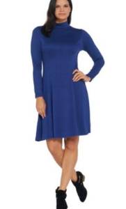 Jersey Knit Fit-and-Flare Mock-Neck Dress nwot